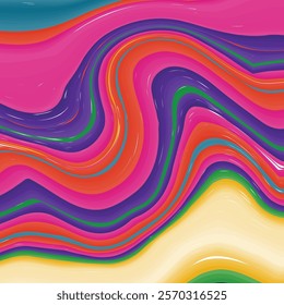 Bright dynamic background with colorful wavy twisted lines. Rainbow pattern. simple background. Vector illustration