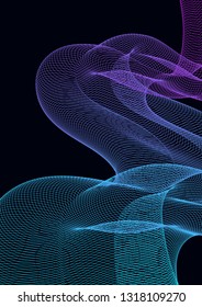 Bright dynamic background of spiral lines. Twisted lines on a dark background. Abstract pattern with waves.