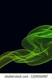 Bright dynamic background of spiral lines. Twisted lines on a dark background. Abstract pattern with waves.