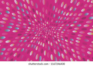 Bright dynamic background with swirling dots, ovals like confetti. Vector illustration. Modern, minimalist style. Pop art.