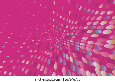 Bright dynamic background with swirling dots, ovals like confetti. Vector illustration. Modern, minimalist style. Pop art.