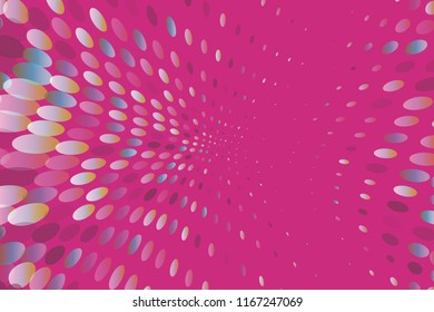 Bright dynamic background with swirling dots, ovals like confetti. Vector illustration. Modern, minimalist style. Pop art.