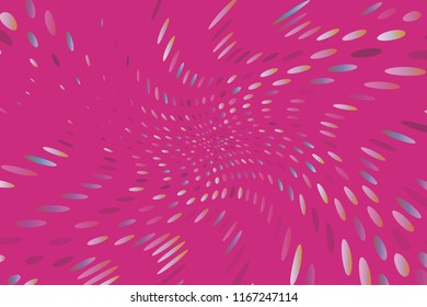 Bright dynamic background with swirling dots, ovals like confetti. Vector illustration. Modern, minimalist style. Pop art.