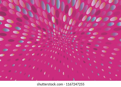 Bright dynamic background with swirling dots, ovals like confetti. Vector illustration. Modern, minimalist style. Pop art.