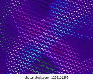Bright dynamic background with triangles. Geometric shapes of different scale neon color. Vector illustration