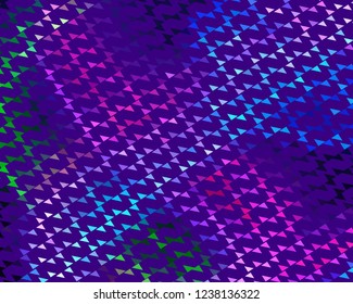 Bright dynamic background with triangles. Geometric shapes of different scale neon color. Vector illustration