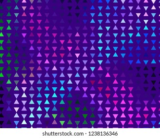 Bright dynamic background with triangles. Geometric shapes of different scale neon color. Vector illustration