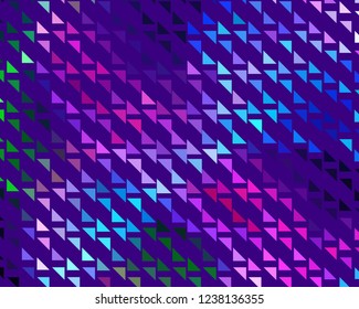 Bright dynamic background with triangles. Geometric shapes of different scale neon color. Vector illustration