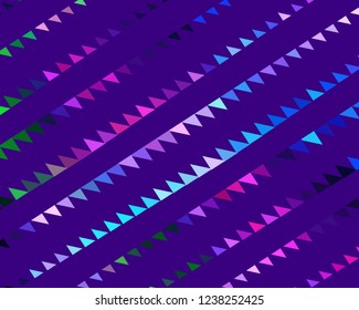 Bright dynamic background with triangles. Geometric shapes of different scale neon color. Vector illustration