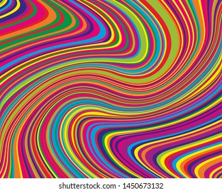 Bright dynamic background with twisted wavy lines of all colors rainbow Vector illustration