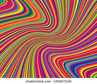 Bright dynamic background with twisted wavy lines of all colors rainbow Vector illustration