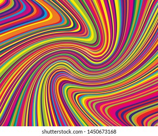 Bright dynamic background with twisted wavy lines of all colors rainbow Vector illustration