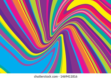 Bright dynamic background with twisted wavy lines of all colors of rainbow Vector illustration