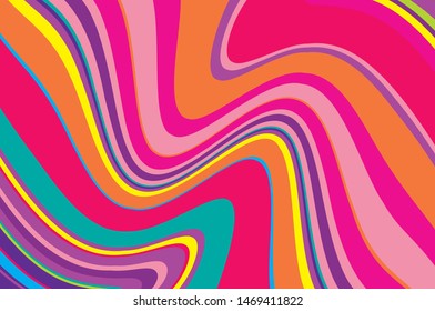 Bright dynamic background with twisted wavy lines of all colors of rainbow Vector illustration