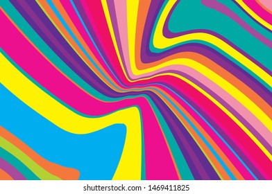 Bright dynamic background with twisted wavy lines of all colors of rainbow Vector illustration