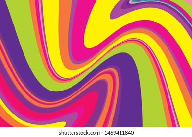 Bright dynamic background with twisted wavy lines of all colors of rainbow Vector illustration