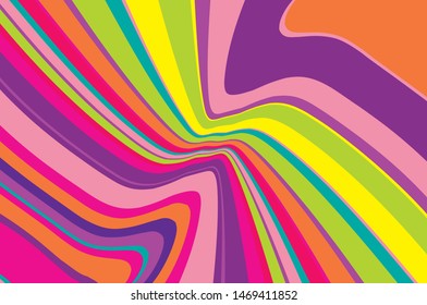 Bright dynamic background with twisted wavy lines of all colors of rainbow Vector illustration