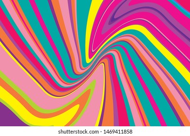 Bright dynamic background with twisted wavy lines of all colors of rainbow Vector illustration