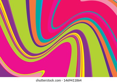 Bright dynamic background with twisted wavy lines of all colors of rainbow Vector illustration