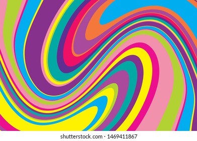 Bright dynamic background with twisted wavy lines of all colors of rainbow Vector illustration