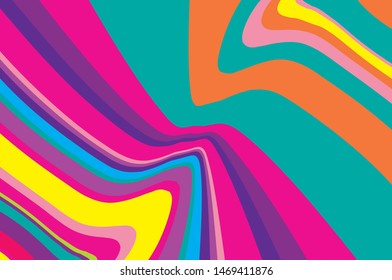 Bright dynamic background with twisted wavy lines of all colors of rainbow Vector illustration