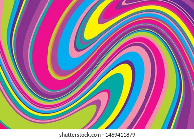 Bright dynamic background with twisted wavy lines of all colors of rainbow Vector illustration