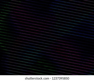 Bright dynamic background with wavy lines of circles, dots. Rounds of different scale neon color. Vector illustration