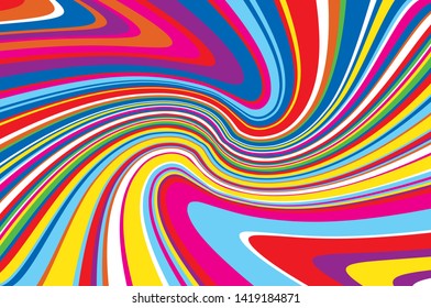 Bright dynamic background with wavy lines of all colors rainbow Vector illustration 