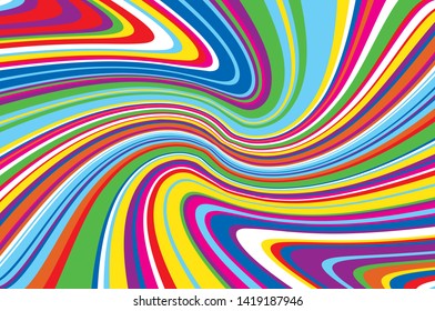 Bright dynamic background with wavy lines of all colors rainbow Vector illustration