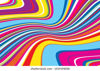 Bright dynamic background with wavy lines of all colors rainbow Vector illustration