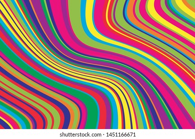 Bright dynamic background with wavy lines of all colors rainbow Vector illustration