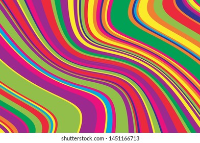 Bright dynamic background with wavy lines of all colors rainbow Vector illustration
