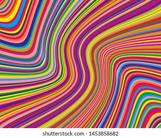 Bright dynamic background with wavy lines of all colors rainbow Vector illustration Psychedelic waves, lines
