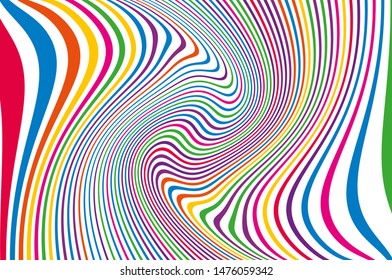 Bright dynamic background with wavy lines of all colors of the rainbow  Vector illustration

