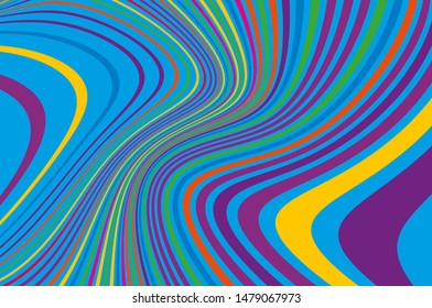 Bright dynamic background with wavy lines of all colors of the rainbow  Vector illustration
