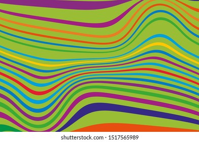 Bright dynamic background with wavy lines of all colors rainbow Vector illustration