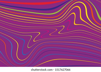 Bright dynamic background with wavy lines of all colors rainbow Vector illustration