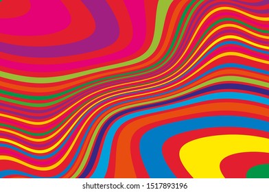 Bright dynamic background with wavy lines of all colors rainbow Vector illustration