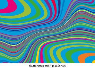 Bright dynamic background with wavy lines of all colors rainbow Vector illustration