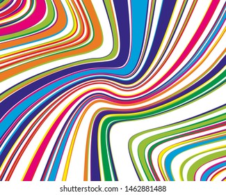 Bright dynamic background with wavy twisted lines of all colors rainbow Vector illustration