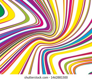 Bright dynamic background with wavy twisted lines of all colors rainbow Vector illustration
