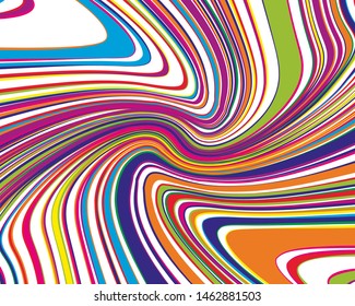 Bright dynamic background with wavy twisted lines of all colors rainbow Vector illustration