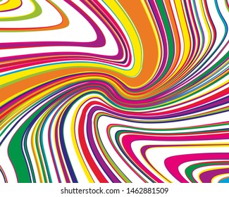 Bright dynamic background with wavy twisted lines of all colors rainbow Vector illustration