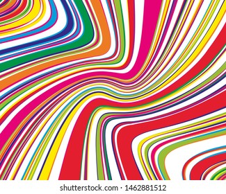 Bright dynamic background with wavy twisted lines of all colors rainbow Vector illustration