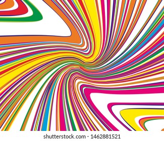 Bright dynamic background with wavy twisted lines of all colors rainbow Vector illustration