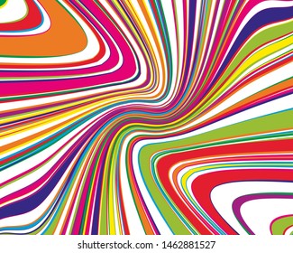 Bright dynamic background with wavy twisted lines of all colors rainbow Vector illustration