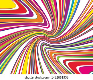 Bright dynamic background with wavy twisted lines of all colors rainbow Vector illustration