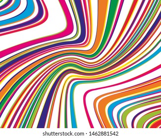 Bright dynamic background with wavy twisted lines of all colors rainbow Vector illustration