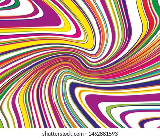 Bright dynamic background with wavy twisted lines of all colors rainbow Vector illustration