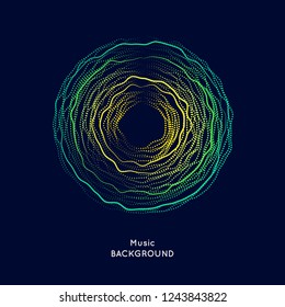 Bright dynamic lines and dots in circles. Abstract vector background for music equalizer.
